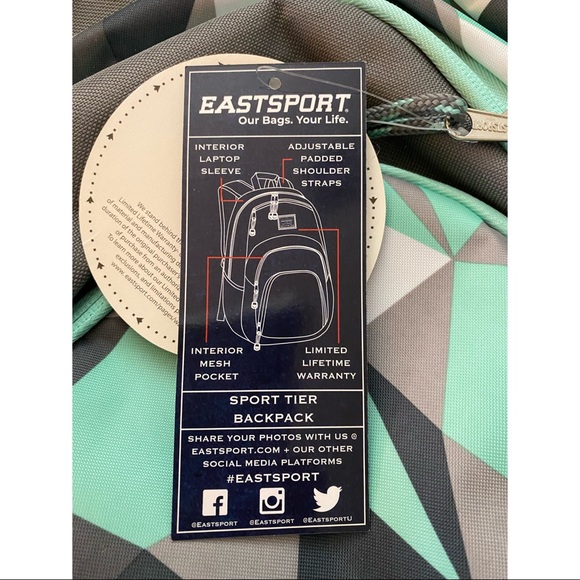 Eastsport Backpack Pro Defender Sport Tier Athleisure Mint Grey NEW - Picture 2 of 5